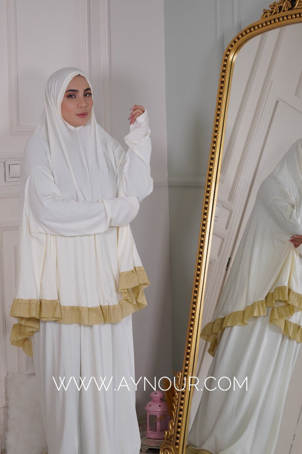 Angelic Breathable Prayer Set 2 Piece Headscarf Skirt Islamic Hijab Luxurious Cotton Lycra - Aynour.com