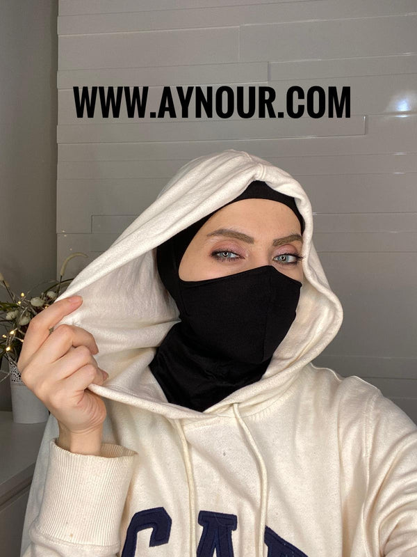 black mask hijab cab cotton Best Instant Hijab 2021 - Aynour.com