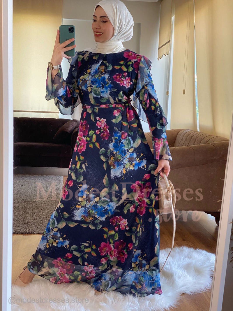 Colorful Floral Modest Dress 2020 - Aynour.com