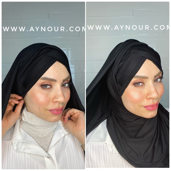 Cross Cotton SMART No Pin Scarf Instant Hijab - Aynour.com