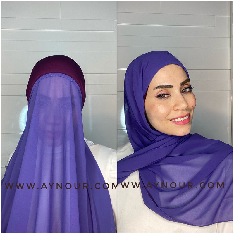 EVE HOT colors Chiffon Instant Hijab 2 Layers - Aynour.com