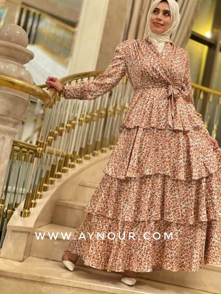 Fancy layers flowers EVENT Modest Dress 2020 - Aynour.com