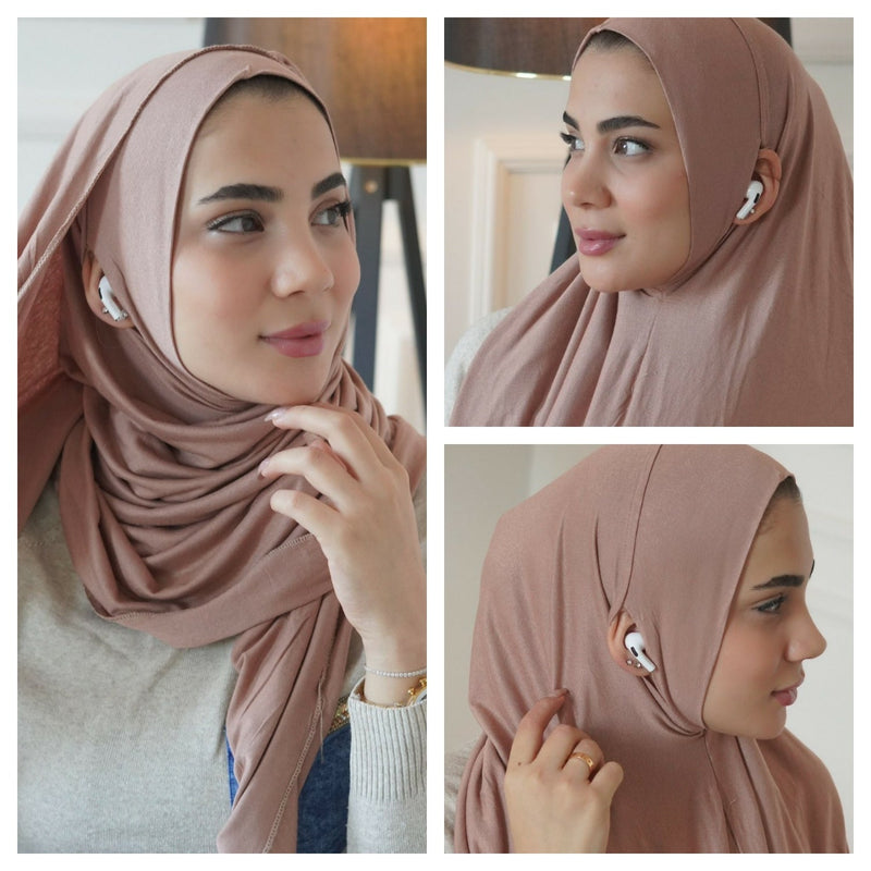 Free ears Cotton No pin scarf Instant Hijab - Aynour.com