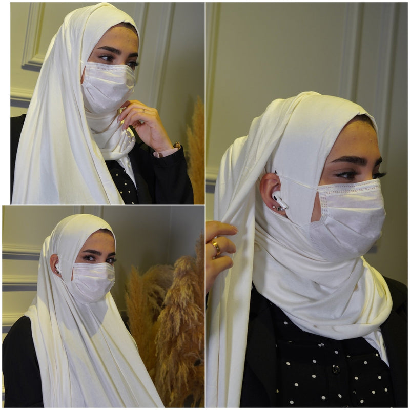 Free ears Cotton No pin scarf Instant Hijab - Aynour.com