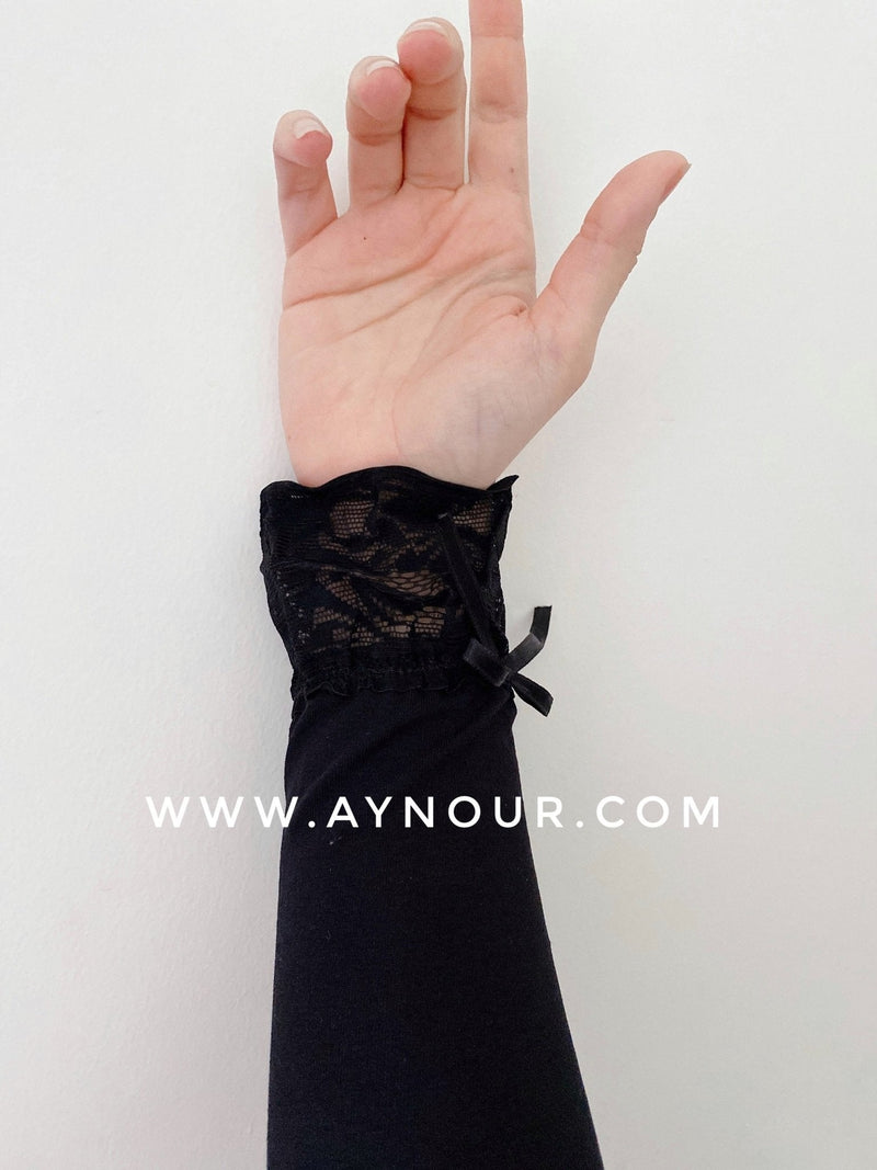 Lace End Arm Cover Up Sleeve basic hijab needs - Aynour.com