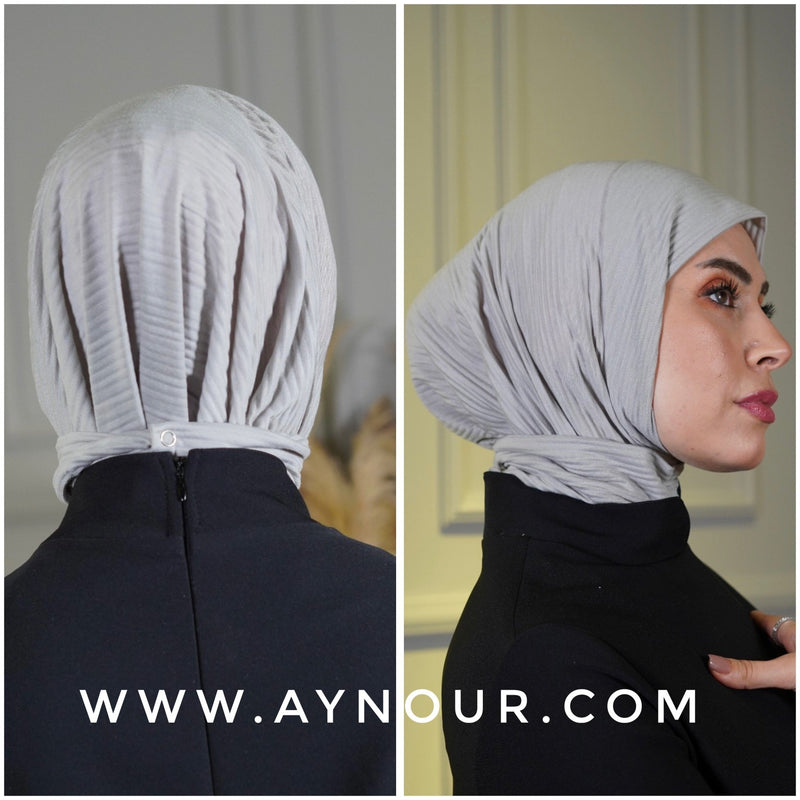 Light Gray Color cotton breathable Best Instant Hijab 2022 - Aynour.com