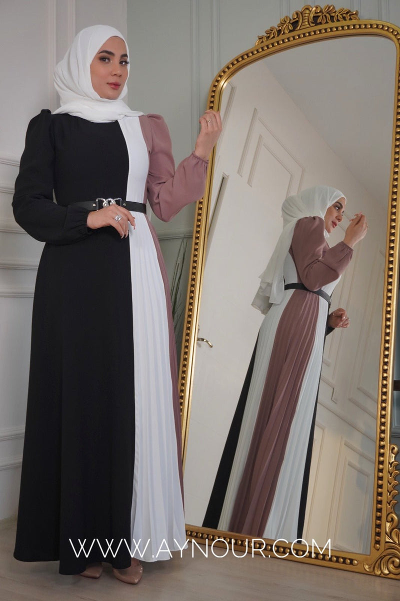 Mocha three shades Modest Dress Eid collection 2022 - Aynour.com