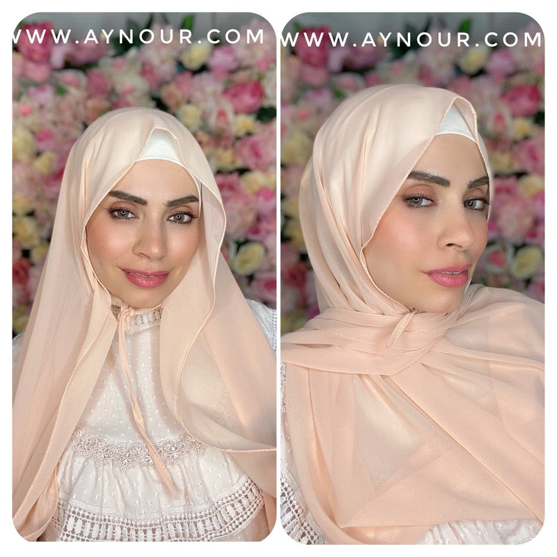 NEW Ribbon No Pin Chiffon Scarf Instant Hijab - Aynour.com