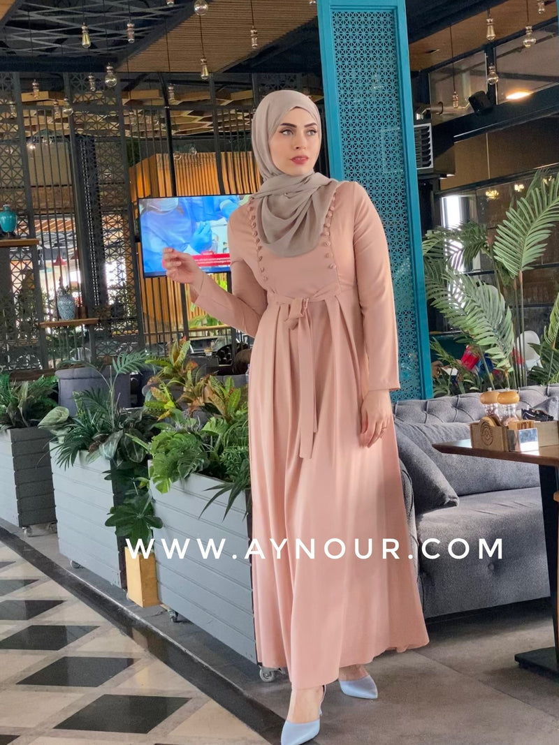 Rosy Daiana crepe Elegant Modest Dress - Aynour.com