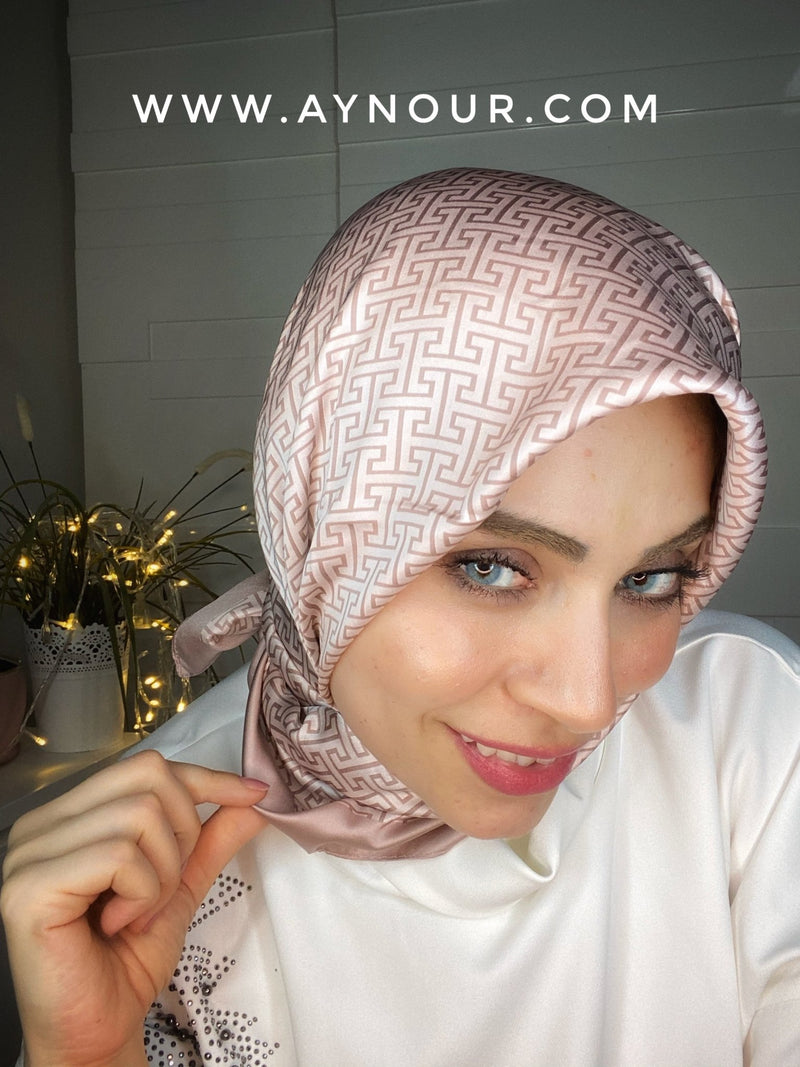 Rosy elite satin squared classy non transparent luxurious fabric Hijab 2021 - Aynour.com