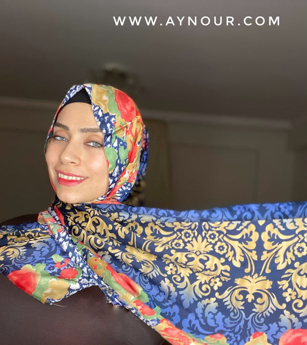 RoyaMixed colors satin classy non transparent luxurious fabric Hijab 2021 - Aynour.com