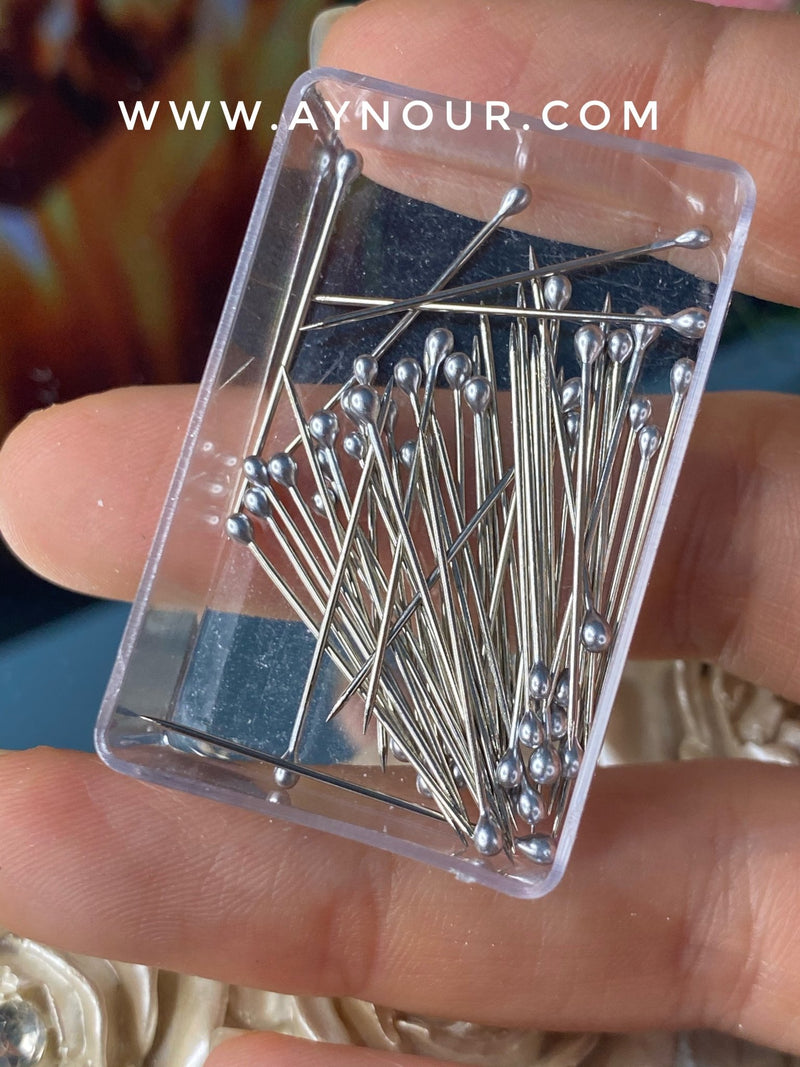 Silver basic pins a box of 50 pin for daily use - Aynour.com