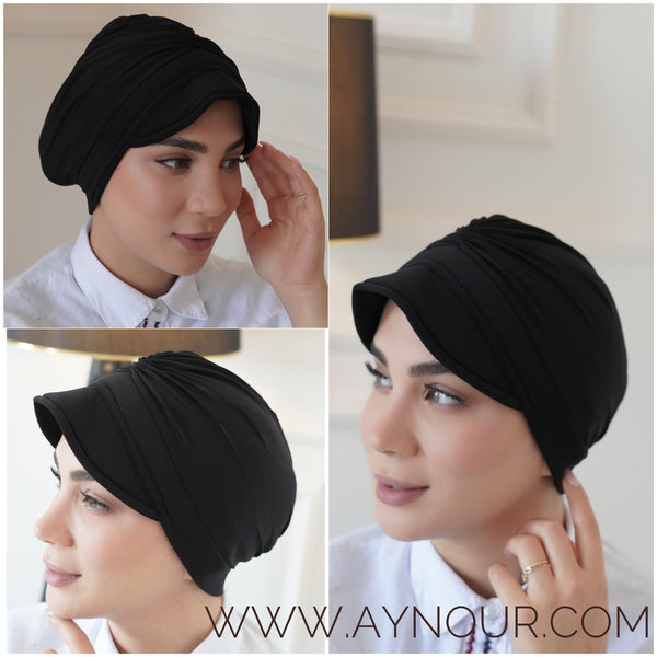 Sport turban black instant Hijab - Aynour.com