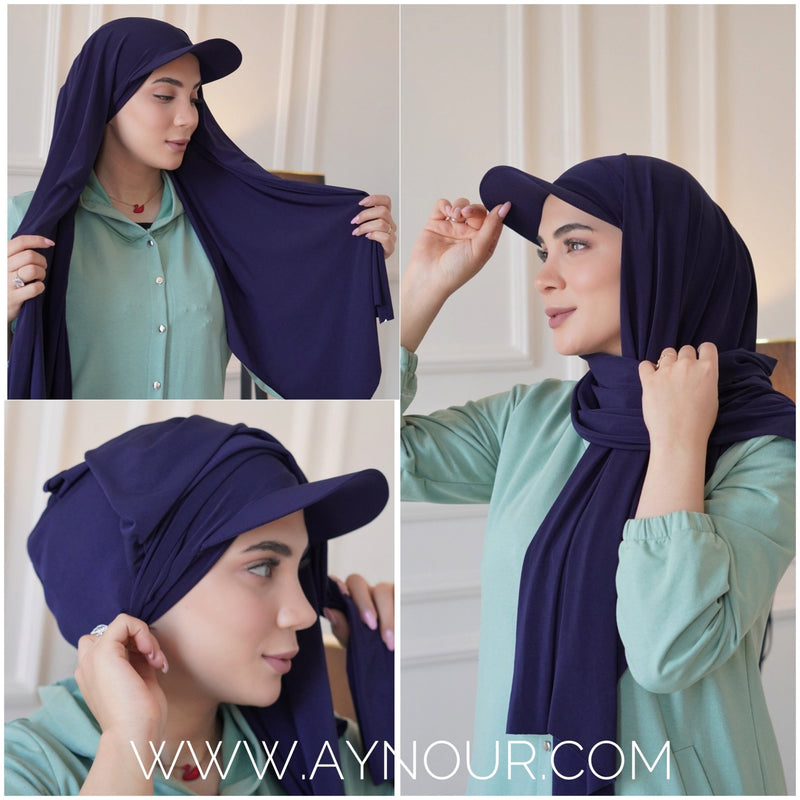 Sporty luxurious with long hijab hat on instant Hijab 2022 - Aynour.com